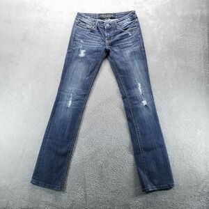 Cult of Individuality Jeans Womens 27 Blue Straight Low‎ Rise Distressed Y2K
